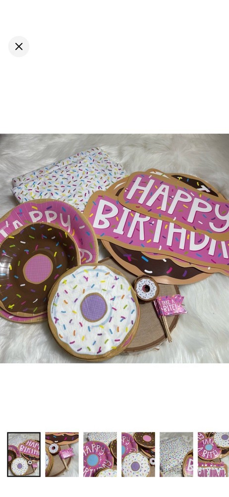 Donut Birthday Party Table Decoration Set, Paper Multicolor Sprinkles Signs