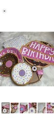 Donut Birthday Party Table Decoration Set, Paper Multicolor Sprinkles Signs