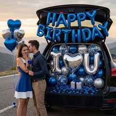 Romantic Birthday Decorations for Men Balloons Rose Petals Foil Banner