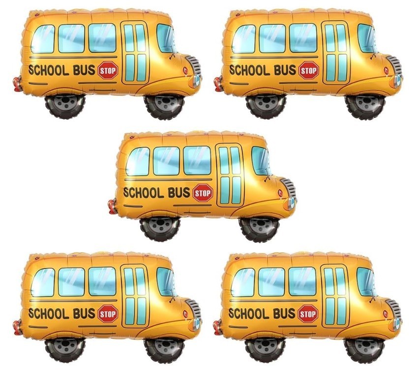 5 PCS Back to School Balloons, School Bus Kindergarten Balloon for Classroom Wel