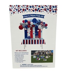 Stars & Stripes Patriotic Party Decorating Yard Sign Kit Balloon Arch Streamers