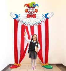 3Pcs Halloween Circus Carnival Party Decorations Clown Party Door Banner Backdro