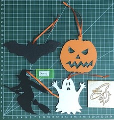 Halloween Hanging decorations. Laser Cut Painted Plywood. With Ribbons Pack 2