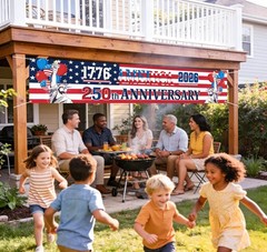 250 Anniversary USA Flag Banner – Durable 4th of July Decorations with 1776-2…