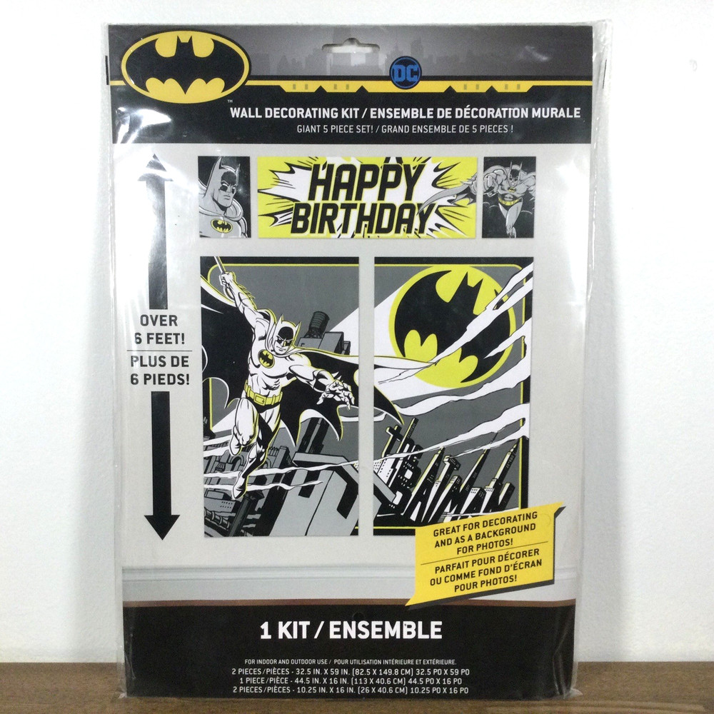 Batman Happy Birthday Wall Decorating Kit Giant 5-Piece Set 6′ x 5′ DC Comics