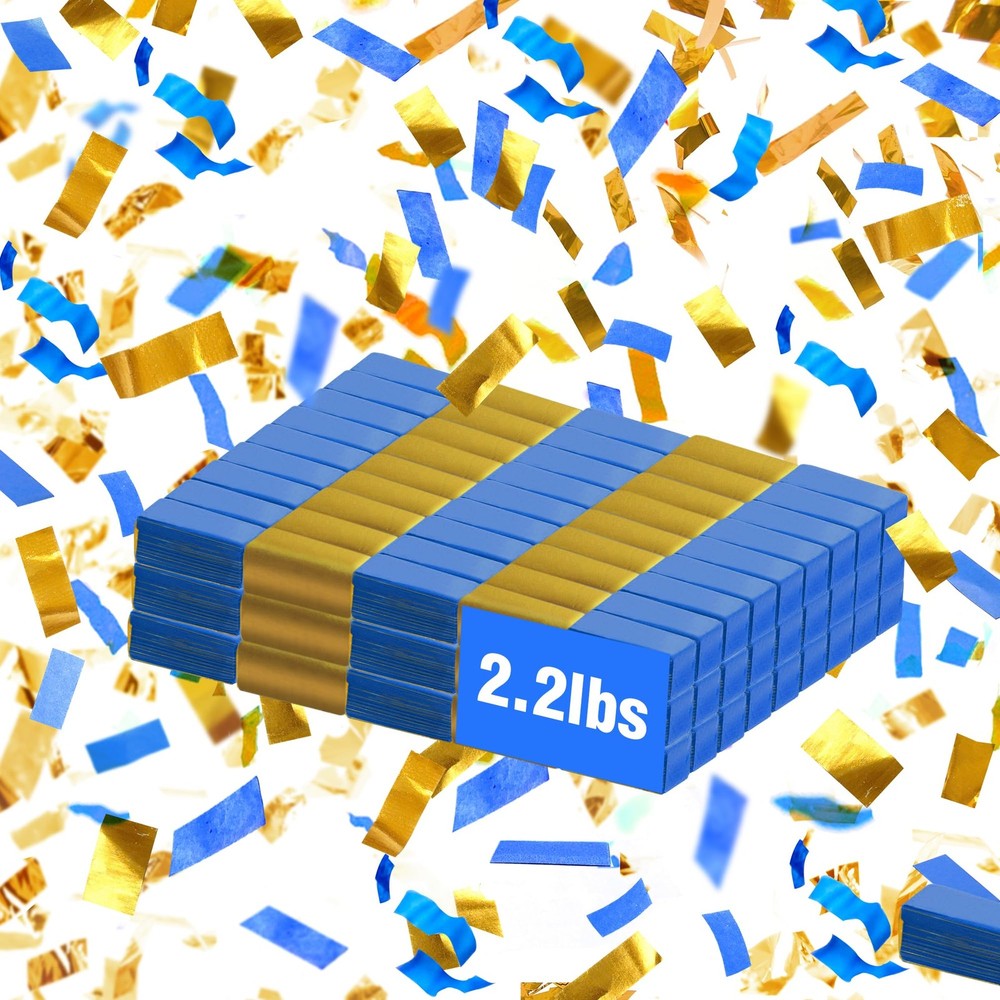 Blue Gold Confetti Paper Bulk 2.2lbs Biodegradable Tissue Rainbow Light Weight