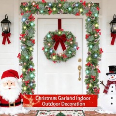 Timer – 9Ft by 10 Inch Prelit Christmas Garland with 50 Colorful Lights, Thick