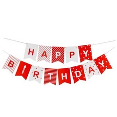 Red White Birthday Banner Happy Birthday Party Decorations