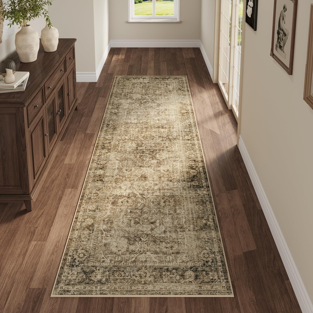2×6 Runner Rug Brown Vintage Neutral 2′ x 6′ (Rectangular),