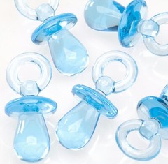 Drop, 100 Acrylic Transparent Blue Baby 12x22mm Pacifier Charms *