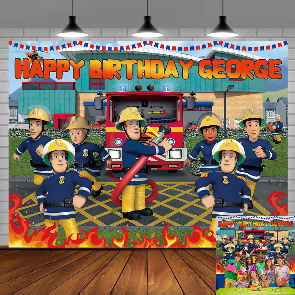 Fireman Sam Personalised Custom Birthday Banner Backdrop Party Decor Gift