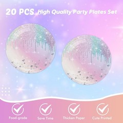 Iridescent Diamond Birthday Party Supplies Decorations, Disposable Holographic