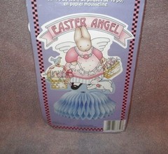 90s Vintage Easter Bunny Angel Honeycomb Table Centerpiece Decoration Basket NEW