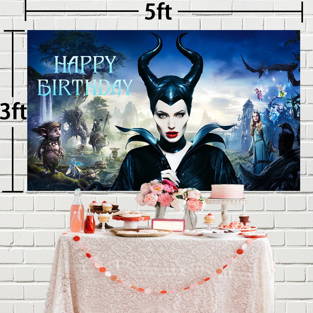 Maleficent Party Supplies Backdrop Banner Poster Background Vinyl Birthday Decor