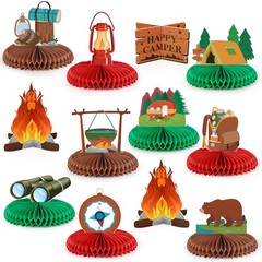 12PCS Camping Party Decoration Camping Honeycomb Centerpieces Camping Decorat…