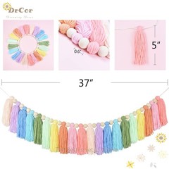 DrCor Pastel Rainbow Tassel Garland – Teacher Classroom Decor, Bulletin Board…