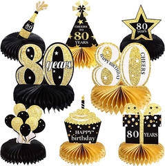 8 Pieces 80Th Birthday Table Decorations for Men and Women, Happy 80Th Honeycomb