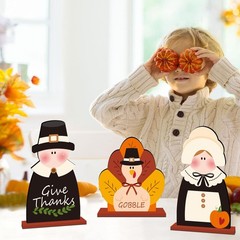 3Pcs Thanksgiving Decorations Wooden Table Centerpiece Table