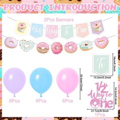 Donut 6 Months Decorations – 21PCS Sweet Donut Half Way Decorations Banners B…