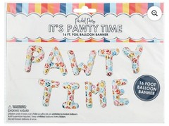 Packed Party Make A Statement «Pawty Time» Foil Balloon Banner 16 Ft NEW
