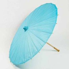 BULK PACK (6) 32″ Water Blue Paper Parasol Umbrellas with Elegant Handles