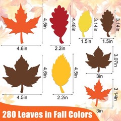 280 PCS Colored Fall Autumn Maple Leaf Paper Cutouts Bulletin Board Scrapbook