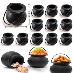 2/6/12PCS Mini Witch Cauldron Pots with Handle Halloween Candy Bowl Holders