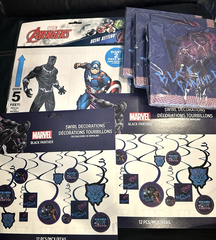 Black Panther Marvel Avengers Birthday Party Decoration Lot Wall Hanging Napkins