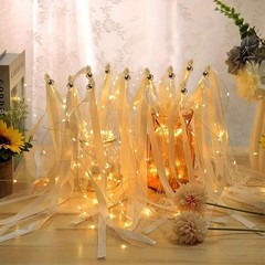 30 Pack LED Light Up Ribbon Wands Wedding Bell Party Favors