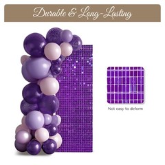 12 Pcs Shimmer Wall Backdrop Panels Square Sequin Party Decoration Purple 3×4 Ft