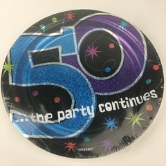 50th Birthday Confetti Candles Napkins Plates Party Black Silver Colorful READ