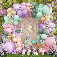 Sage Green and Pink Balloon Arch Kit for Fairy Themed Celebrations