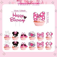 Minnie Mouse Birthday Party Decor Kit. Cake Topper, Centerpieces, Tablecloths