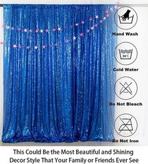 Shiny Beauty Sequin Backdrop 9FTX13FT Blue Wedding Shimmer Fabric Background
