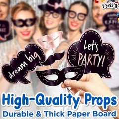 Rose Gold Birthday Photo Booth Props Kit 27 Pcs Durable Cardboard Signs Memor…