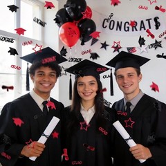 2000 PCS Black Red Graduation Confetti 2.1 Oz Class 2026 Table Grad Decor