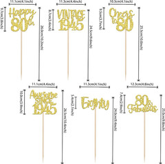 12 Pack Happy 80th Birthday Party Decorations, 80th Birthday Centerpiece Sticks,