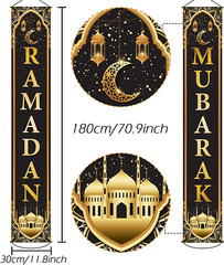 Ramadan Mubarak Banner Muslim Eid Mubarak Door Sign Hanging Banners Decoration S