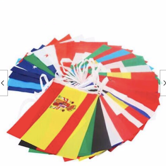 50FT Long 32 Nations XL World Flags Fabric Flag Party Bunting