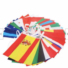 50FT Long 32 Nations XL World Flags Fabric Flag Party Bunting