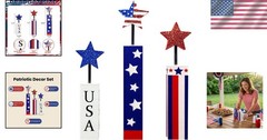 Charming 3-Piece Wooden Firework Decor – Ideal for 4th of July Celebrations