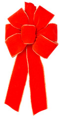 Classic Christmas Collection Bow, 2.5” Wide Gold Wired Edge Red Velvet