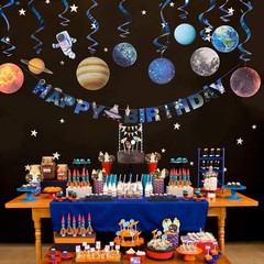 Kid-Safe 12 Pack Space Decorations – Stylish Swirl Accessories for Parties