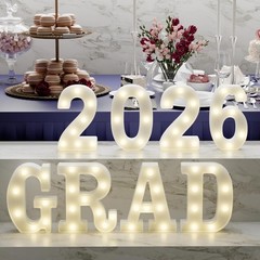 Grad 2026: 8 Bright LED Marquee Letters – Perfect for Graduation Celebrations!