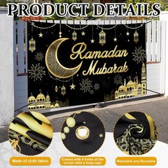 Large Foldable Eid Mubarak Background (72×44 in) – Durable Polyester Material