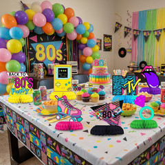 80S Party Decorations Honeycomb Centerpieces 12 Pcs, 1980S Retro Theme Table