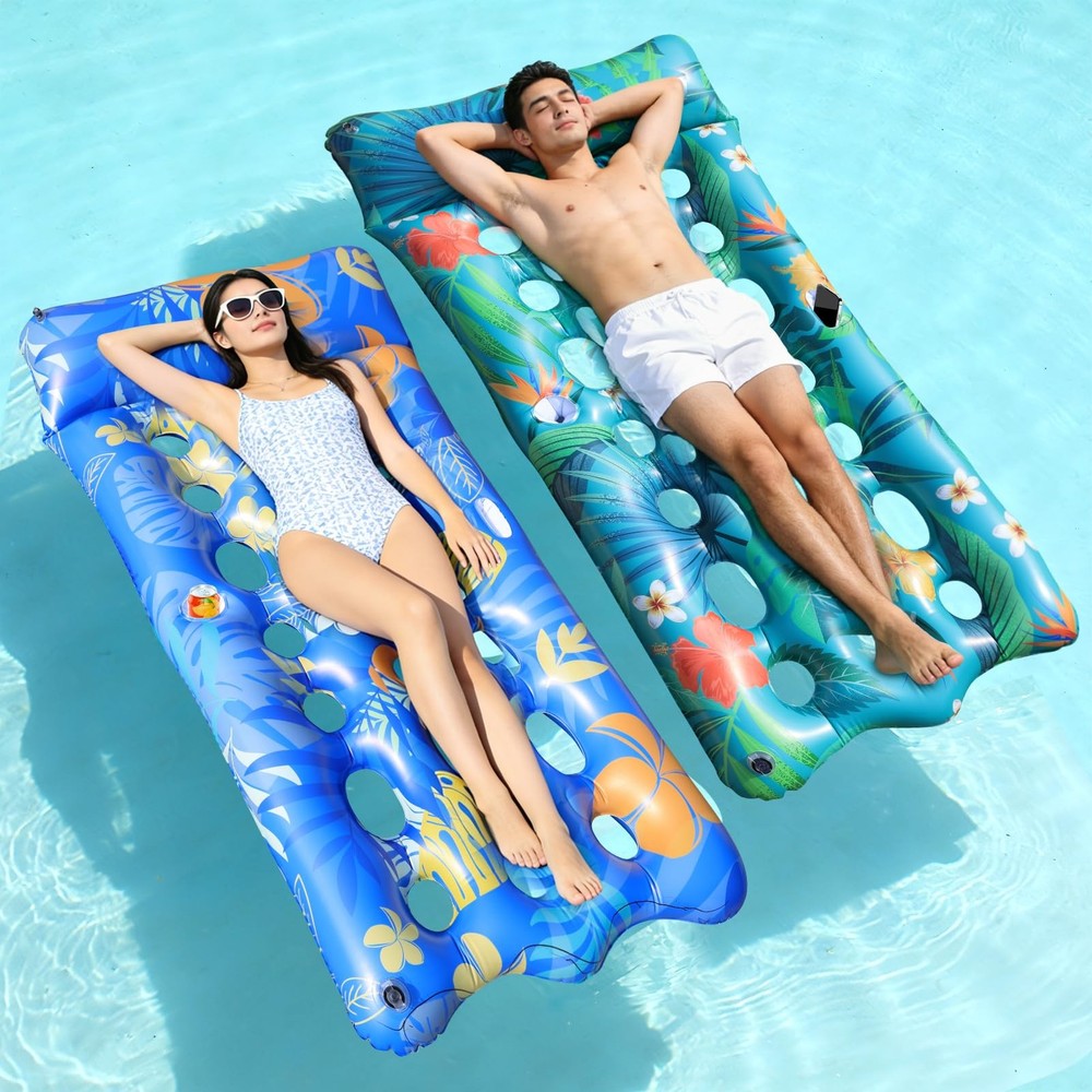 Best Pool Floats Lounger, 2 PCS 72»x35» Ultra-Comfort Rafts for Adults with