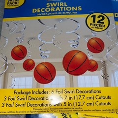 Basketball Fun Party Swirl Decorations – 2 Sets