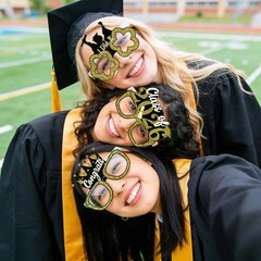 12 Pcs 2026 Graduation Photo Booth Props – Gold & Black Glitter Graduation Gl…