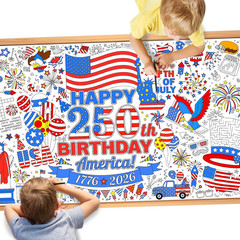 250Th Anniversary American Coloring Tablecloth 4Th of July Party Favors, America